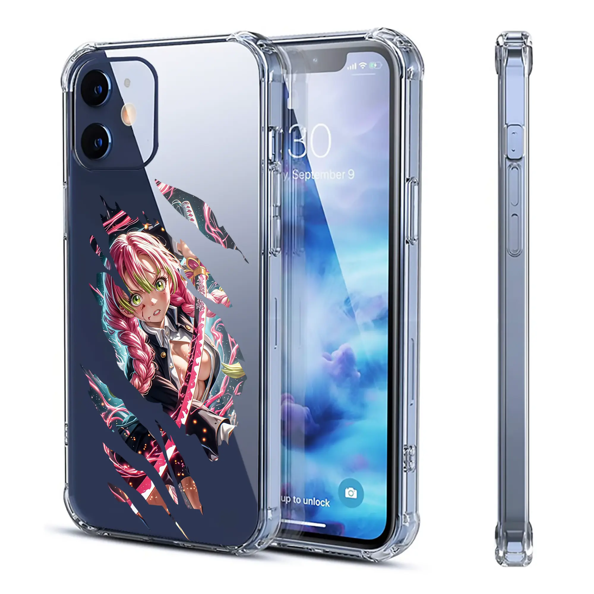 鬼滅の刃 グッズ,甘露寺 蜜璃 - IPhone 12シリーズ対応 ・ 透明スマホケース ・ クリアソフトケース ・ TPU素材 ・ 耐衝撃 ・ 高密着 ・ 防汚 防指紋 ・ 簡単着脱